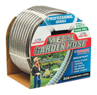 Swan Metal Garden Hose 1/2 in. D X 75 ft. L Heavy Duty Garden Hose Silver