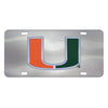 University of Miami 3D Stainless Steel License Plate