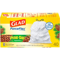 Glad ForceFlex 13 gal Pine Scent Kitchen Trash Bags Drawstring 40 pk 0.72 mil (Pack of 6)