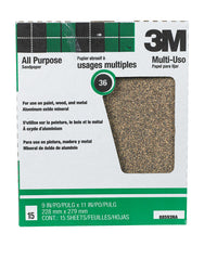 3M 11 in. L X 9 in. W 36 Grit Aluminum Oxide Sandpaper 15 pk