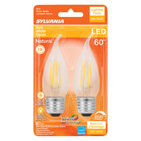 Sylvania Natural B10 E26 (Medium) LED Bulb Soft White 60 Watt Equivalence 2 pk