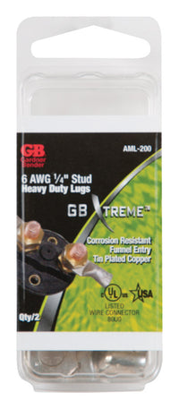 Gardner Bender Xtreme 6 Ga. Insulated Wire Electrical Lug Silver 2 pk