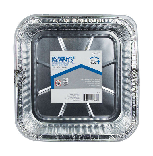 Home Plus Durable Foil 7-7/8 in. W x 7-7/8 in. L Cake Pan Silver 3 pk (Pack of 12)