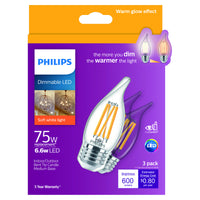 Philips BA11 E26 (Medium) LED Bulb Soft White 75 Watt Equivalence 3 pk