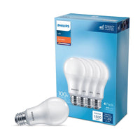 Philips A19 E26 (Medium) LED Bulb Soft White 100 Watt Equivalence 4 pk