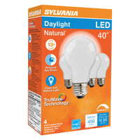 Sylvania Natural A19 E26 (Medium) LED Bulb Daylight 40 Watt Equivalence 4 pk