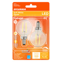 Sylvania Natural G16.5 E12 (Candelabra) LED Bulb Soft White 40 Watt Equivalence