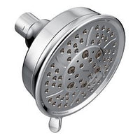 Chrome four-function 4-3/8" diameter spray head eco-performance showerhead