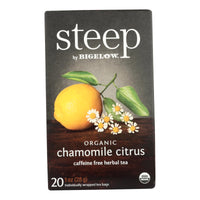 Steep By Bigelow Organic Herbal Tea - Chamomile Citrus - Case of 6 - 20 BAGS