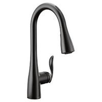 Matte black one-handle high arc pulldown kitchen faucet