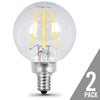 Feit G16.5 E12 (Candelabra) LED Bulb Soft White 40 Watt Equivalence 2 pk