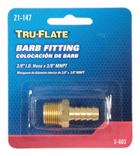 Tru-Flate Brass Barb Hose Fitting 3/8 in. Male 1 pc