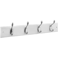 B8170 18â€ x 2-3/4" x 5/8" Hookrail with 4 Coat Hooks - Satin Nickel with White Rail