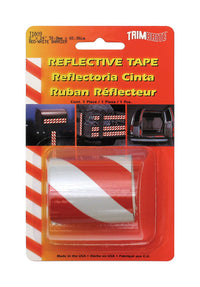 Trim Brite Red and White Rectangle Self-Adhesive Barrier Caution Reflective Tape 24 W x 2 L in.