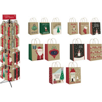 Paper Image Assorted Assorted Kraft Christmas Gift Bag (Pack of 96)