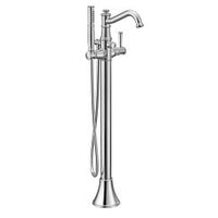 Chrome one-handle tub filler includes hand shower