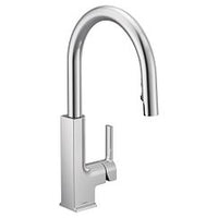 Chrome one-handle high arc pulldown kitchen faucet