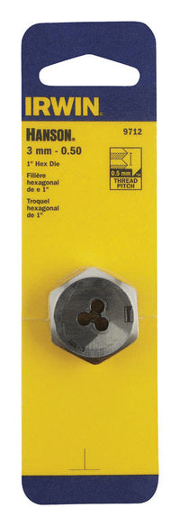 Irwin Hanson High Carbon Steel Metric Hexagon Die 3 - 0.50 mm 1 pc