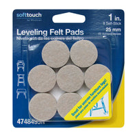 Softtouch Felt Self Adhesive Self-Leveling Pad White Round 1 in. W X 1 in. L 8 pk