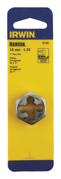 Irwin Hanson High Carbon Steel Metric Hexagon Die 10 - 1.25 mm 1 pc