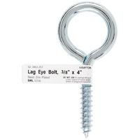 Hampton 3/8 in. x 4 in. L Zinc-Plated Steel Lag Thread Eyebolt (Pack of 10)