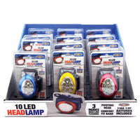 Blazing Ledz Assorted Colors 10-LED Headlamp (Pack of 12)