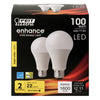 Feit Enhance A19 E26 (Medium) LED Bulb Bright White 100 Watt Equivalence 2 pk