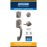 Schlage Greenwich Sacramento Polished Nickel Handleset 1-3/4 in.