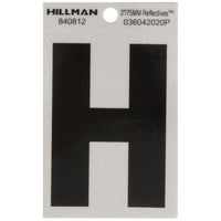 Hillman 3 in. Reflective Black Mylar Self-Adhesive Letter H 1 pc (Pack of 6)