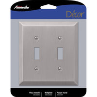 Amerelle Century Brushed Nickel 2 gang Stamped Steel Toggle Wall Plate 1 pk