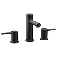 Matte black two-handle high arc bathroom faucet