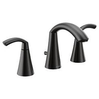 Matte black two-handle high arc bathroom faucet