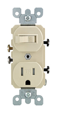 Leviton 15 amps 125 V Ivory Combination Switch/Outlet 5-15R 1 pk