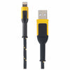 DeWalt Black/Yellow Braided Lightning USB Charge and Sync Cable For Apple 10 ft. L