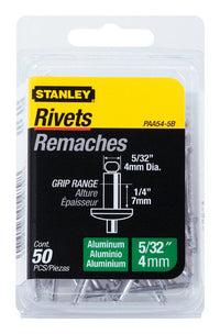 Stanley 5/32 in. D X 1/4 in. Aluminum Blind Rivets Silver 50 pk