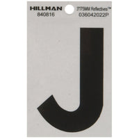 Hillman 3 in. Reflective Black Mylar Self-Adhesive Letter J 1 pc (Pack of 6)