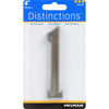 Hillman Distinctions 4 in. Silver Brushed Nickel Self-Adhesive Number 1 1 pc (Pack of 3)