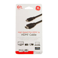 GE 6 ft. L Mini HDMI to HDMI Cable 3.5 mm