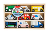 Melissa & Doug Wooden Town Vehicles Set Wood Assorted 9 pc