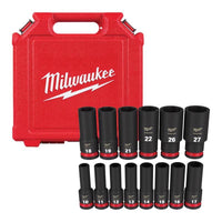 Milwaukee Shockwave 1/2 in. drive Metric 6 Point Deep Socket Set 14 pc