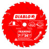 Diablo Tracking Point 7-1/4 in. Dia. x 5/8 in. Carbide Framing Saw Blade 24 teeth 3 pk