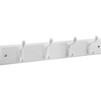 DPV8170 18â€ x 2-3/4" x 5/8" Hookrail with 4 Coat Hooks - White with White Rail