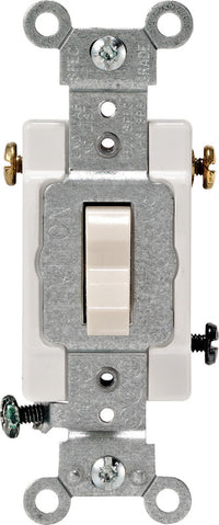 Leviton 15 amps Three Pole Toggle AC Quiet Switch Light Almond 1 pk