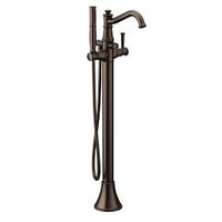 Oil rubbed bronze one-handle tub filler includes hand shower