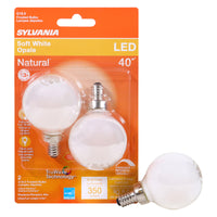 Sylvania Natural G16.5 E12 (Candelabra) LED Bulb Soft White 40 Watt Equivalence 2 pk