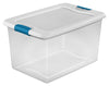 Sterilite 14978006 64 Quart White/Clear Plastic Storage Box With Blue Aquarium Latches (Pack of 12)