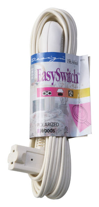 Woods Easy Switch Indoor 15 ft. L White Extension Cord 16/2 SPT-2