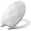 Mayfair Basket Weave Slow Close Round White Enameled Wood Toilet Seat