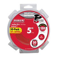 Diablo StickFast 5 in. Ceramic Blend Pressure Sensitive Adhesive Sanding Disc 100 Grit Medium 50 pk