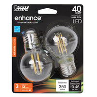 Feit Enhance G16.5 E26 (Medium) LED Bulb Soft White 40 Watt Equivalence 2 pk